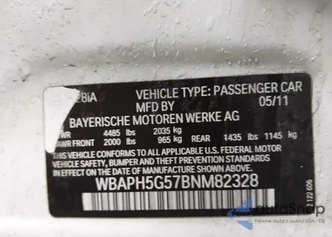 2011 BMW 328I from USA, damaged, VIN WBAPH5G57BNM82328